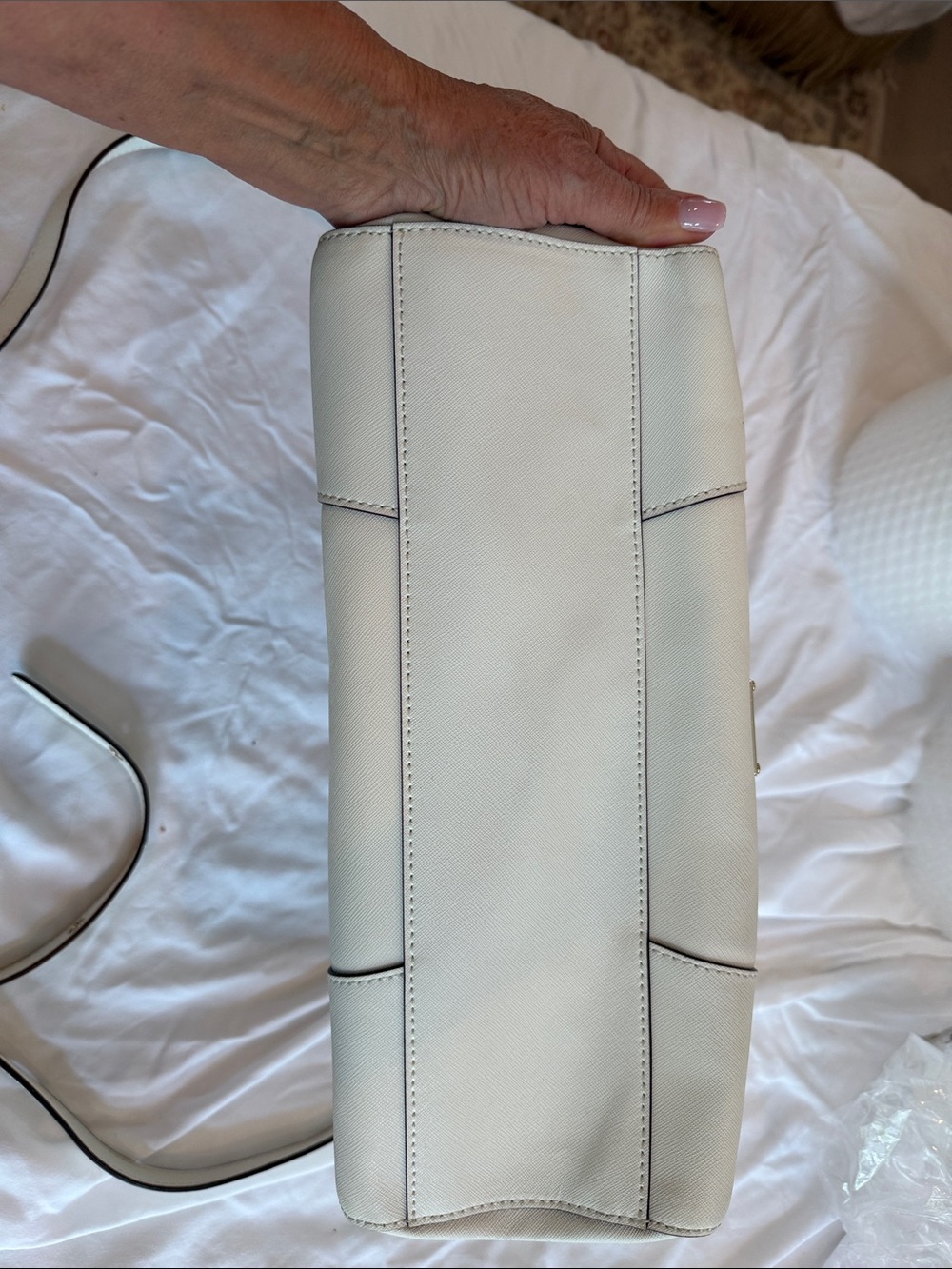 Rebecca Minkoff White Structured Top-Handle Satchel with Gold Hardware - Picture 6 of 9